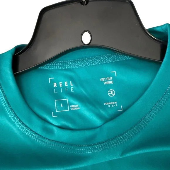 Reel Life Jax Beach UPF50 Tee Mens Large Teal Long Sleeve Graphic Performance - Picture 10 of 16